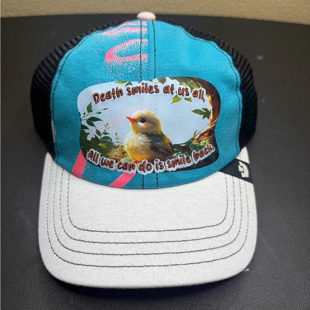 Custom Goorin Bros Trucker Hat Baby Bird “Death Smiles at Us All”